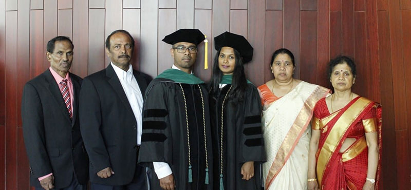 A PROUD MOMENT FOR BOTH OUR FAMILIES: 'Truly blessed to have them all at the graduation.' Photo: Courtesy of Dr. Thivisa Rajagopal