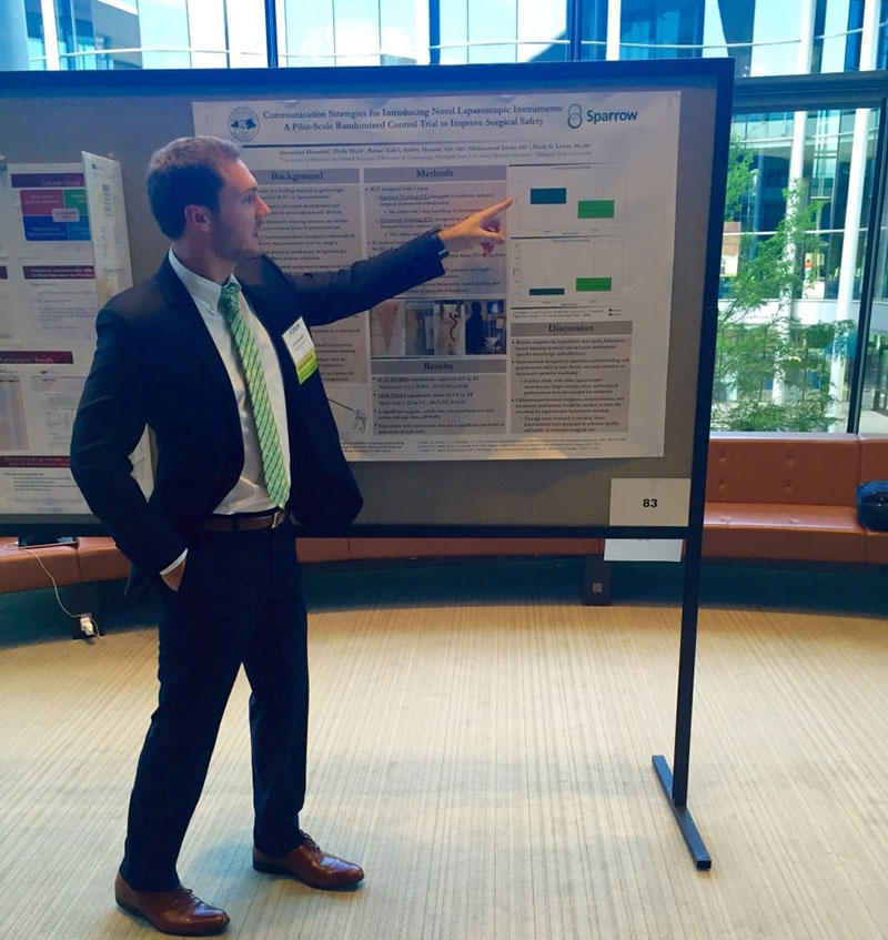 AT YALE: UMHS student Alex Heromin presenting research at the Yale AACH Research Symposium. Photo: Courtesy of UMHS students