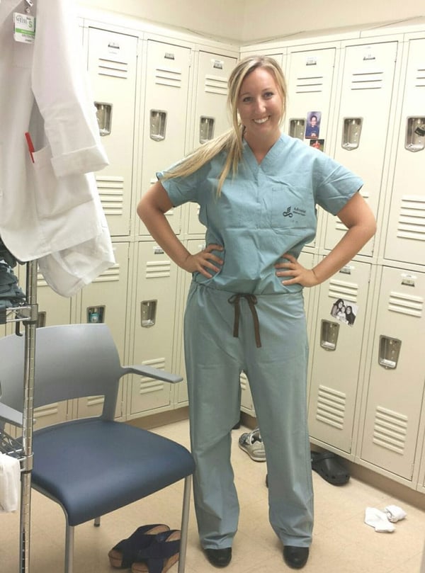 DR. KIRSTEN FILL: After delivering her first baby on OB-GYN rotation. Photo: Courtesy of Dr. Kirsten Fill