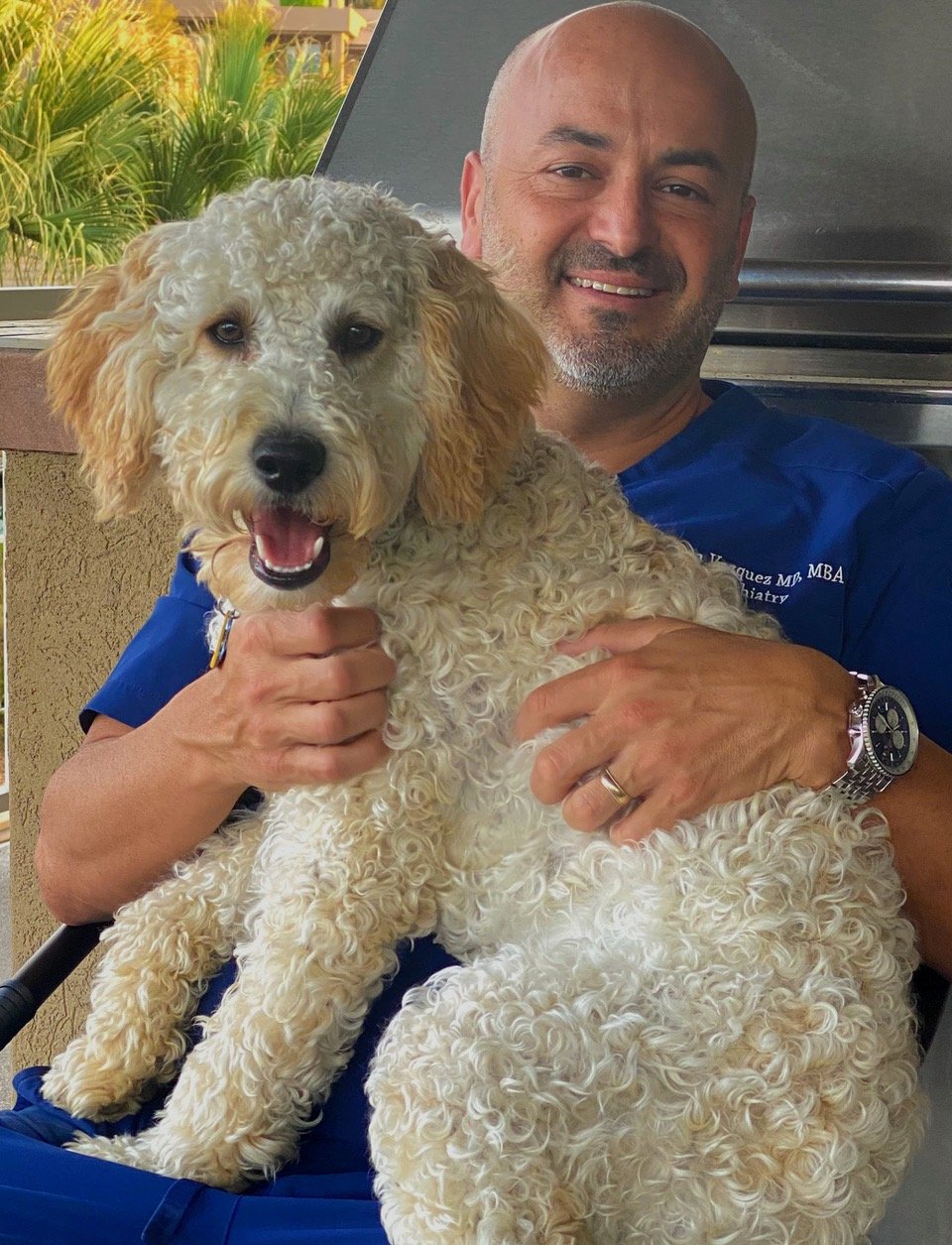 Dr Aaron Vazquez with dog