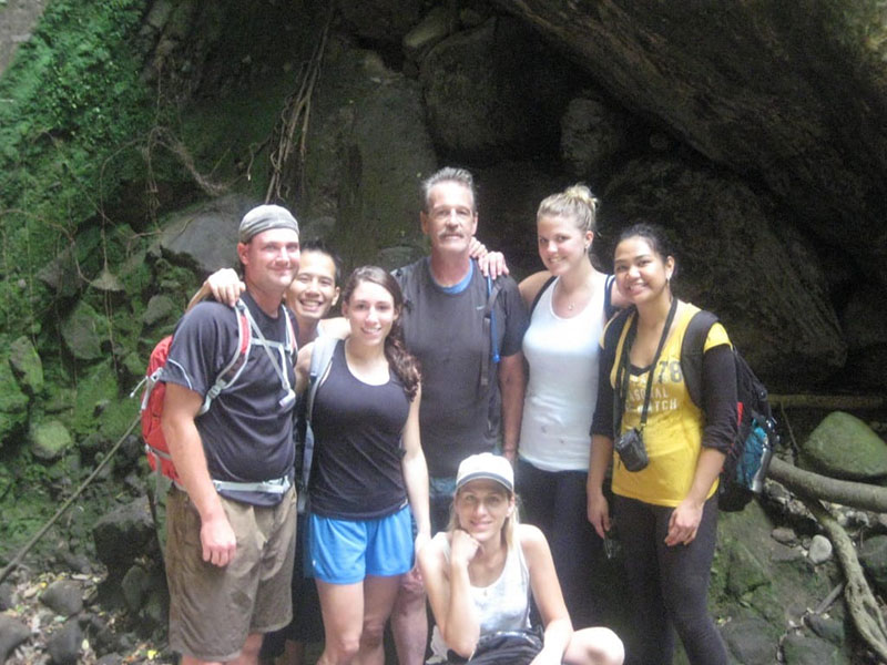 'Dr. McCracken (UMHS Anatomy Professor) & classmates at Bloody Gut Trail in St. Kitts 2012.' Photo: Courtesy of Dr. Elizabeth Nielsen