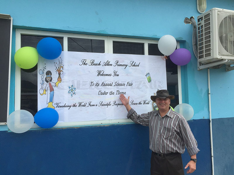 UMHS professor Dr. Peter Lee at the Beach Allen Primary School Science Fair in St. Kitts. Photo: Courtesy of Dr. Graves