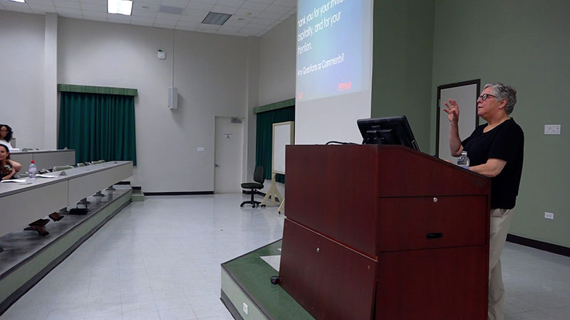 Dr. Karen Near speaks on 'Careers in Medical Research & What's Going On Out There.' Photo: Ian Holyoak