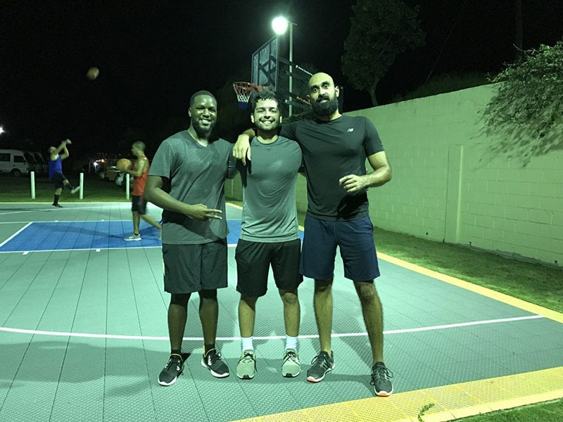 BECAUSE WE CARE 3 vs. 3 BASKETBALL GAME: (left to right) Shepherd Drayton, Javier Herrans Perez & Amrit Dhaliwal. Photo: Courtesy of Because We Care