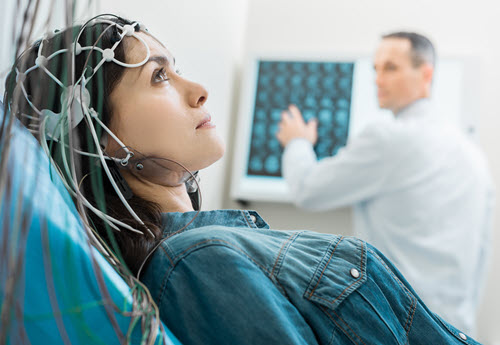 EEG testing being performed