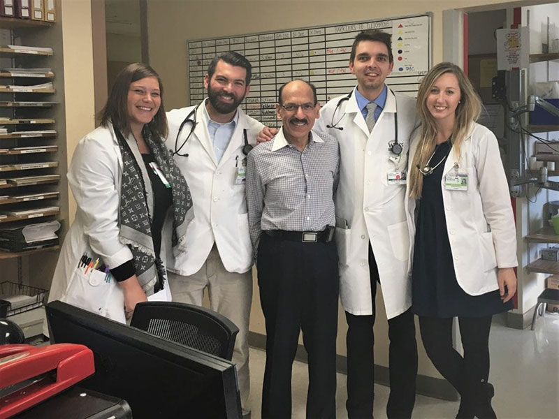 DR KIRSTEN FILL: With colleagues after finishing rounds on a cardiology rotation in Chicago. Photo: Courtesy of Dr. Kirsten Fill