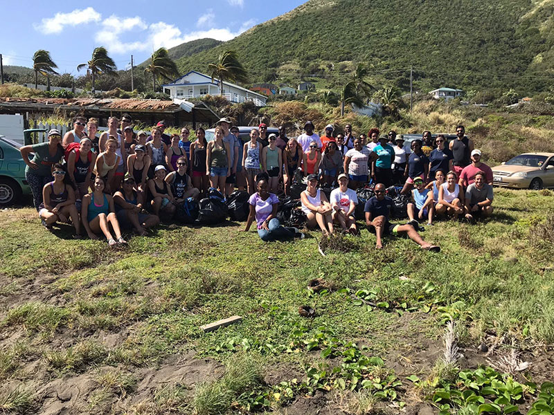 Group shot of all volunteers at the event & St. Kitts Sea Turtle Monitoring Network on February 10, 2018. Photo: UMHS SGA
