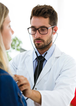 Internal medicine doctor examining a patient