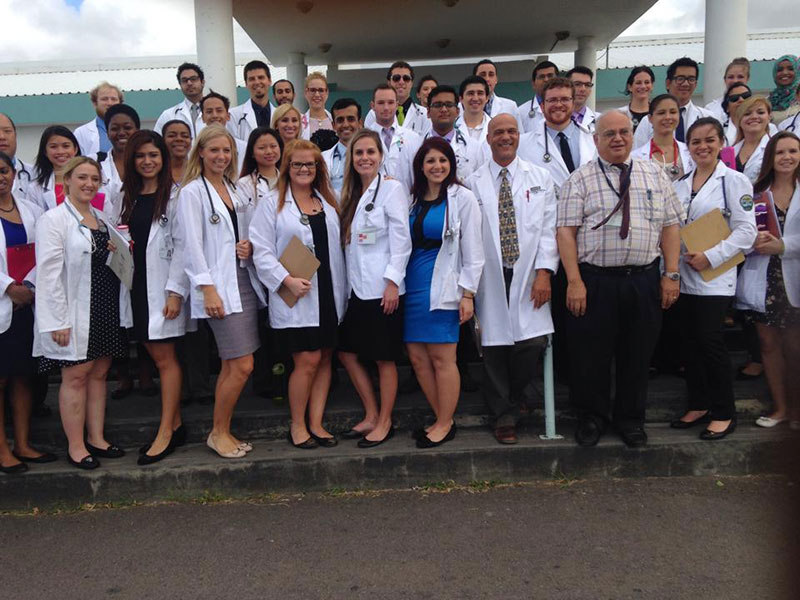 WITH COLLEAGUES IN ST. KITTS: Dr. Kessener with fellow students & faculty at UMHS in St. Kitts. Photo: Courtesy of Dr. Kessener
