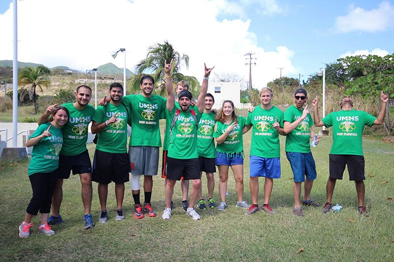 Members of the green team celebrate after placing first in Dodgeball. Photo: Dr. Prakash Mungli