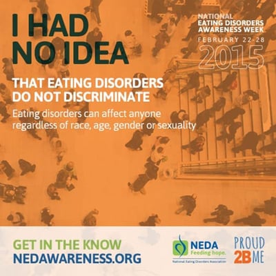 EATING DISORDERS DO NOT DISCRIMINATE: Both men & women can be affected by eating disorders. Photo: NEDAwareness.org