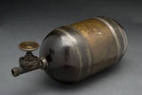 NITROUS OXIDE CYLINDER: Used in Europe in the 1800s. Photo: Wikimedia Commons