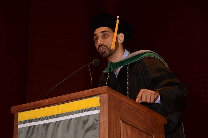 Dr. Azimi-Ghomi speaks to the graduates of UMHS Class of 2018 on June 8, 2018 at Lincoln Center, New York City. Photo: Island Photography