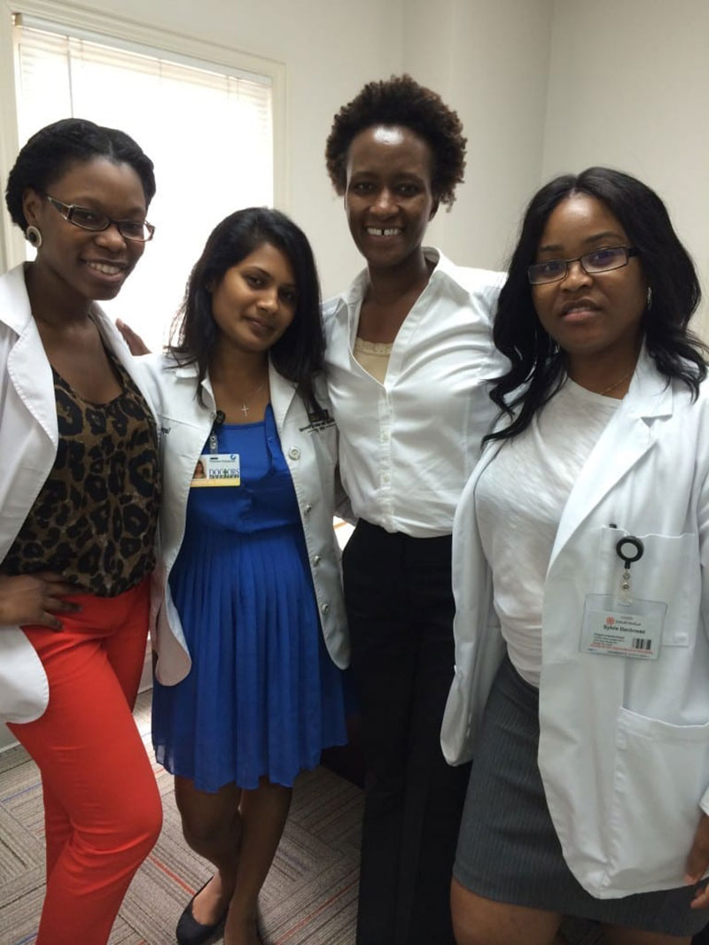 PEDIATRIC ROTATION: ‘At Milestone Pediatrics in Atlanta, GA. One of my favorite pediatricians inspired me to pursue Family Medicine, incorporating a great deal of Pediatrics. With two of my great friends Jodi, on the left, and Sylvie (right), both from UMHS.’ Photo: Courtesy of Dr. Thivisa Rajagopal