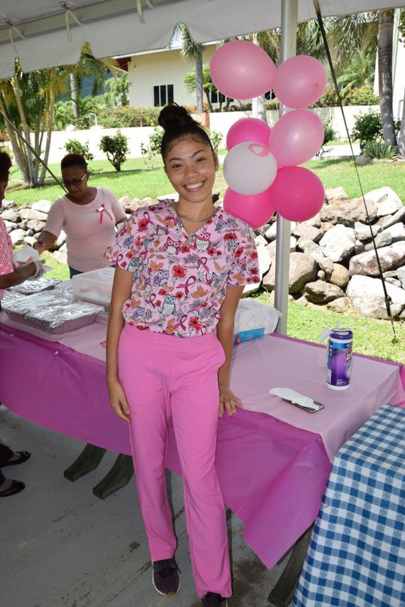 PINK FRIDAY': Arve Cooper shows off some fun pink scrubs during Pink Friday at UMHS on October 26, 2018. Photo: Cecilia France/UMHS