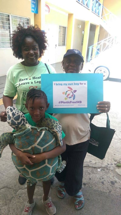 PLASTIC-FREE FAMILY: Older & younger generations get involved in sustainability initiatives in St. Kitts. Photo: Courtesy of SDC/Heart of St. Kitts Foundation