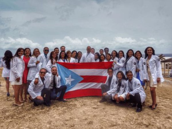 ¡VIVA PUERTO RICO! UMHS has many Puerto Rican students at our culturally diverse campus. Pictured: Puerto Rican UMHS students in St. Kitts. Photo: UMHS files