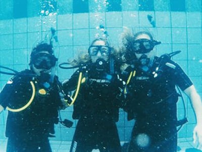 UMHS SCUBA DIVE CLUB: (left to right) Ardelle Estoesta, Paola Mora & Alexa Datko. Photo: Courtesy of UMHS SDC