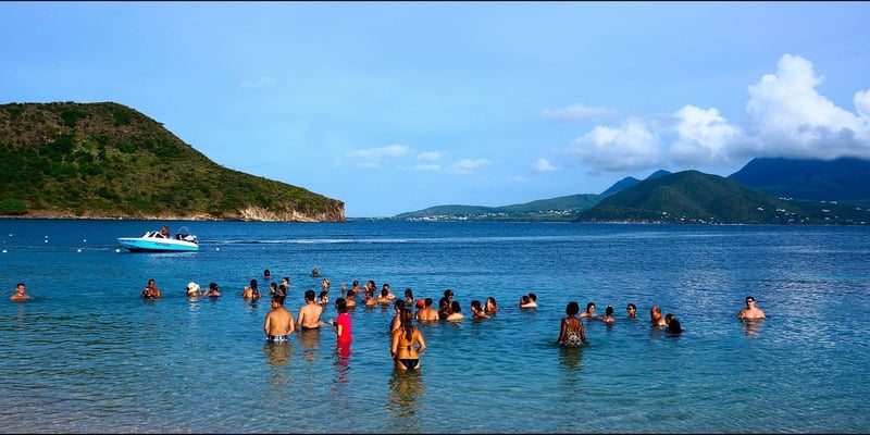 St Kitts Stock Pic-Playing Ball in Water