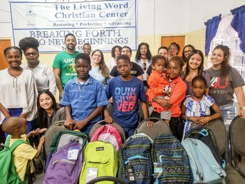 UMHS STEPS: (left to right, back row) Rayshell Morales, Daniel Albarran, Carmen Sotomayor, Alexander Barcenet, Michael Garcia, Yanelle Ascencio, Karla Martinez & Katherine Carrero. Photo: Courtesy of STEPS