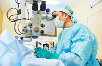 specialty doctor with minimally invasive procedure involving an ocular type of  surgery