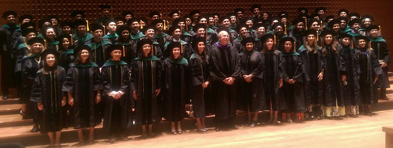 UMHS CLASS OF 2015 GROUP PHOTO: President Warren Ross (center) & UMHS Class of 2015 graduates at Lincoln Center, NYC on June 5, 2015. Photo: Nelly Alvarez