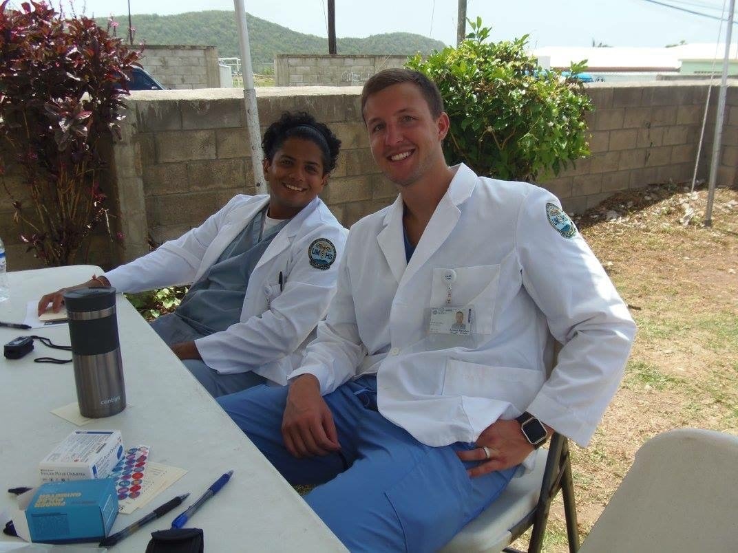 Who and Grant at St Kitts clinic