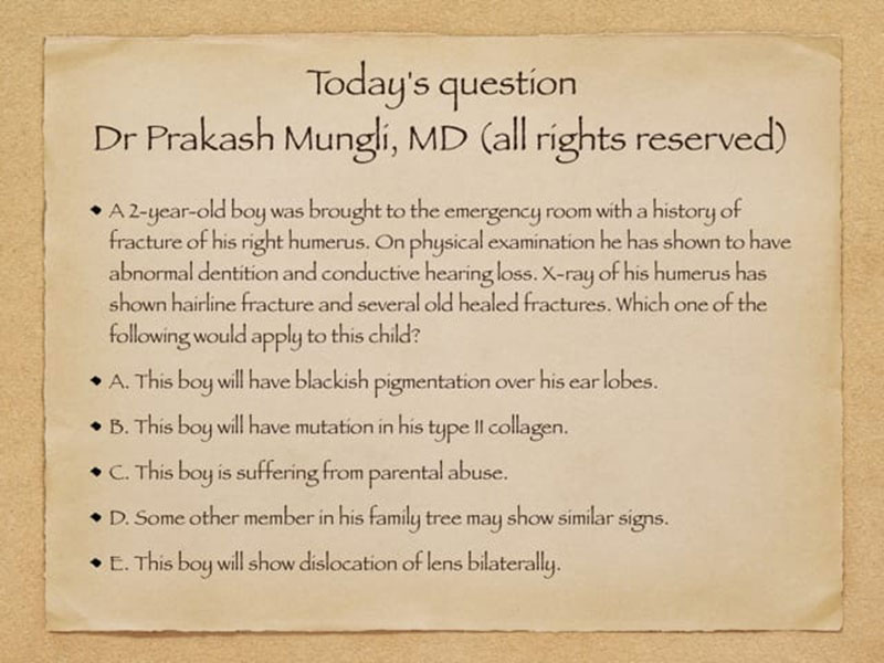 A question from Dr. Mungli's blog, "Medical Biochemistry Made Easy."