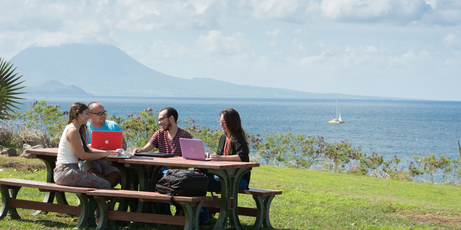 UMHS St Kitts Students with Mountain in Background