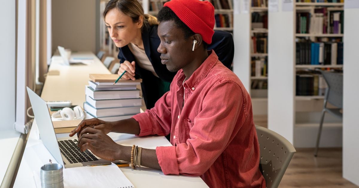 Premed student studying